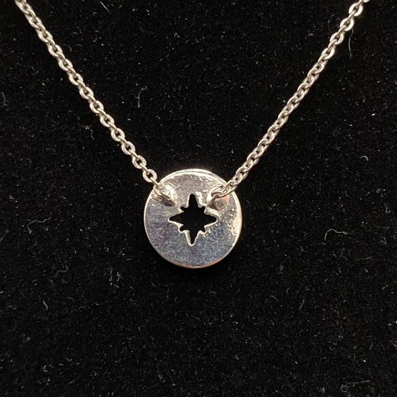 Compass Silver Tone Necklace - Free Shipping - Picture 4 of 7